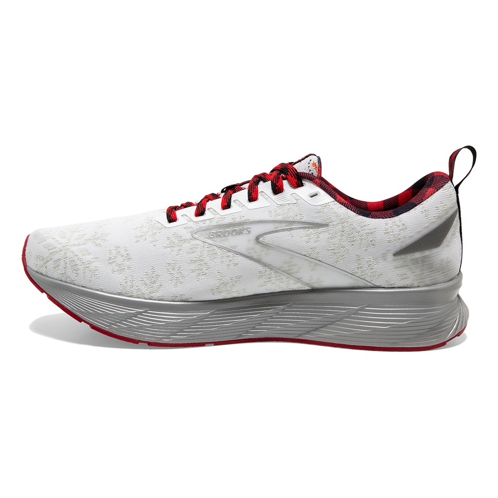 Brooks Levitate 6 Run Merry — White - Red - Silver — Size B — Width 10.5 — Side View