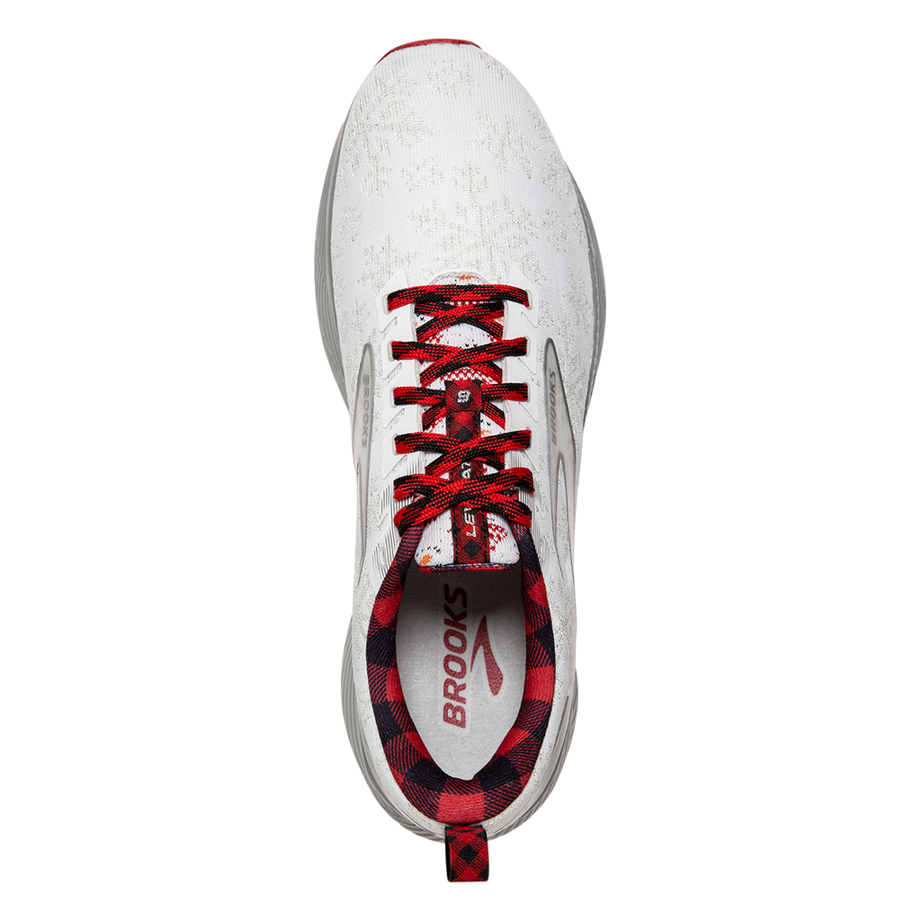 Brooks Levitate 6 Run Merry — White - Red - Silver — Size B — Width 10.5 — Back View