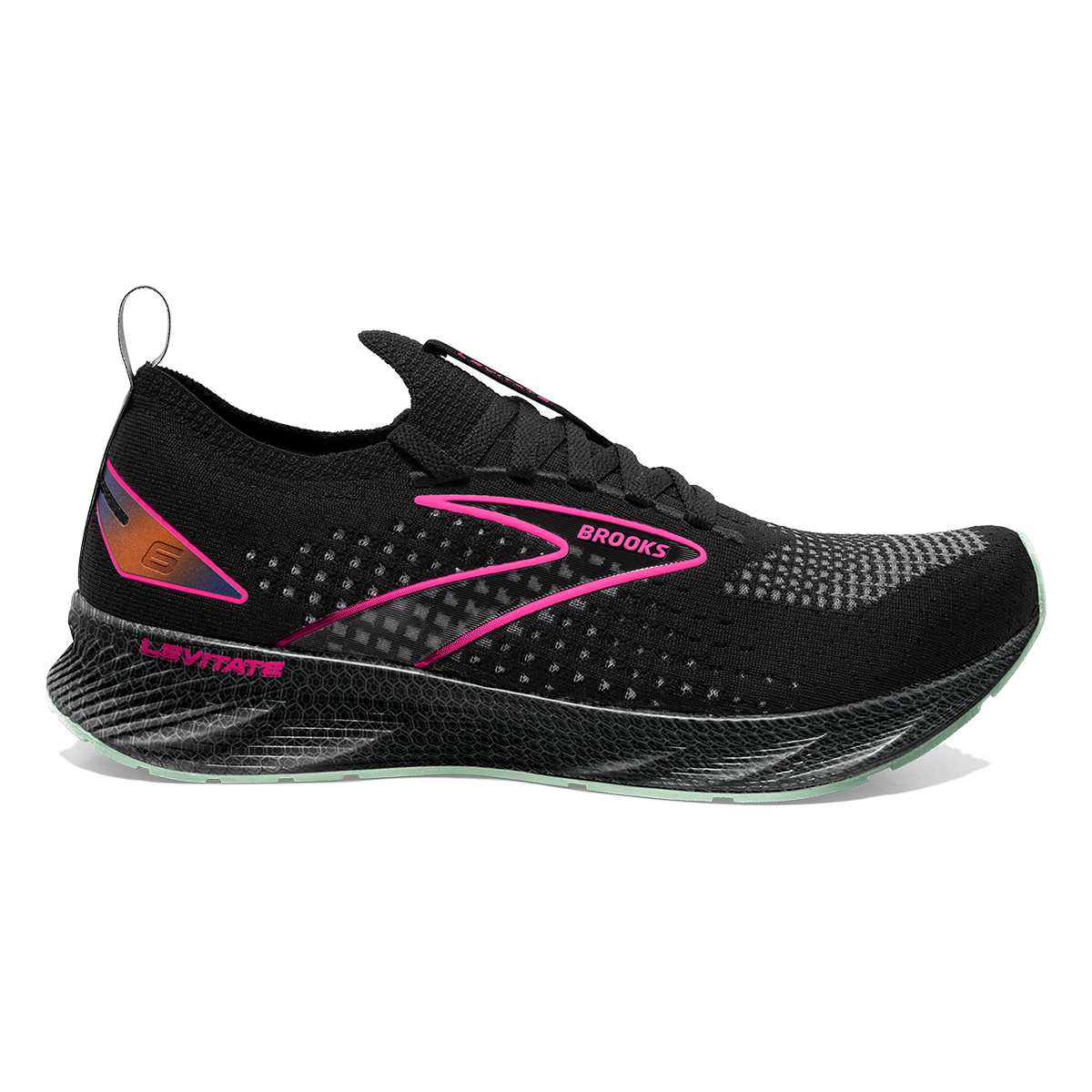 Brooks Levitate StealthFit 6 — Black - Pink — Size B — Width 7 — Front View