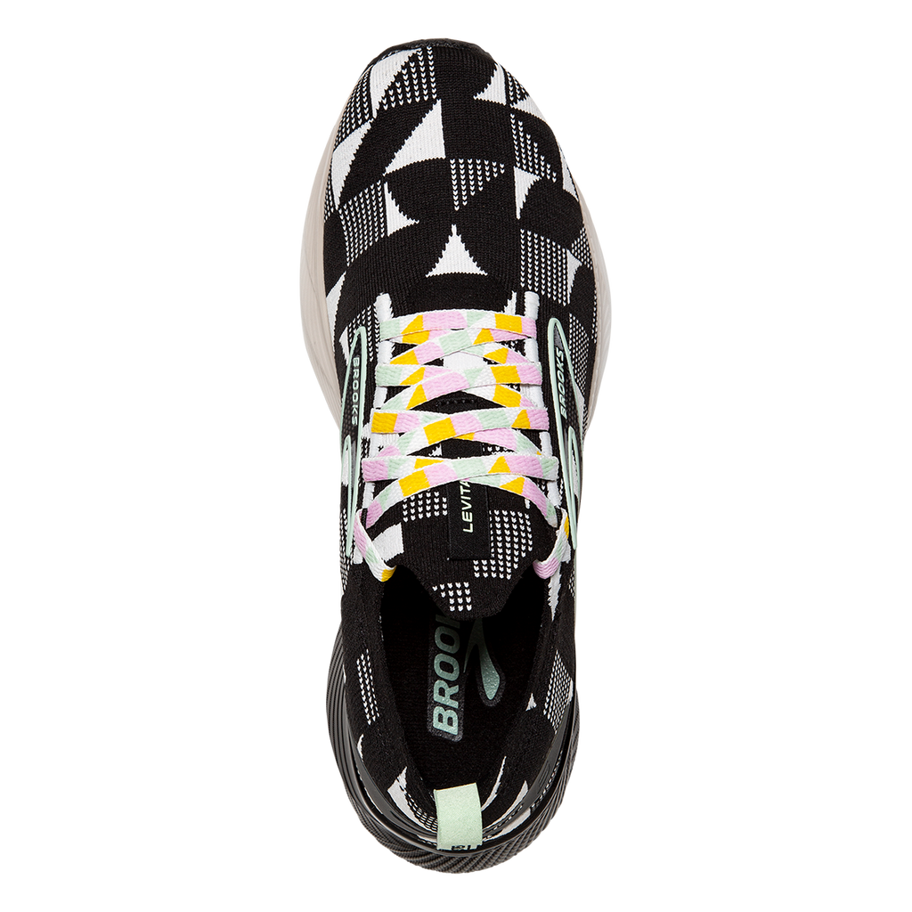 Brooks Levitate StealthFit 6 Mod — Black - White - Subtle Green — Size B — Width 5 — Back View