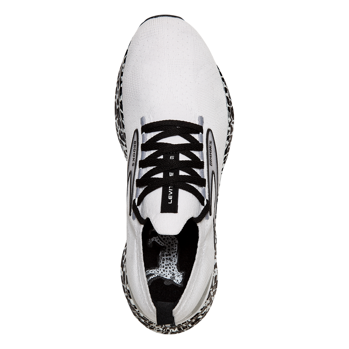Brooks Levitate StealthFit 6 Run Wild — White - Black - Alloy — Size B — Width 6.5 — Back View