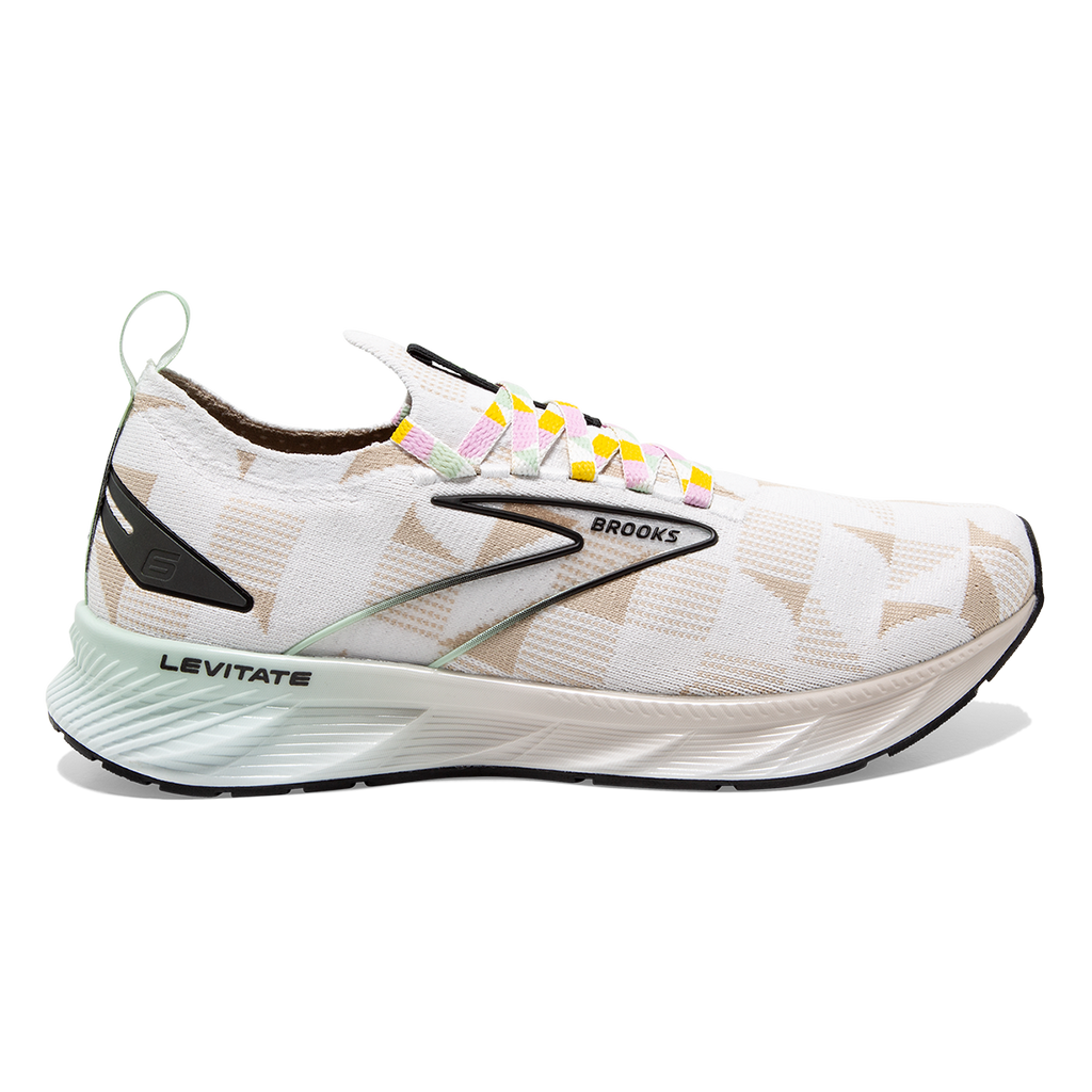 Brooks Levitate StealthFit 6 Mod — Black - White - Subtle Green — Size B — Width 5 — Detail View