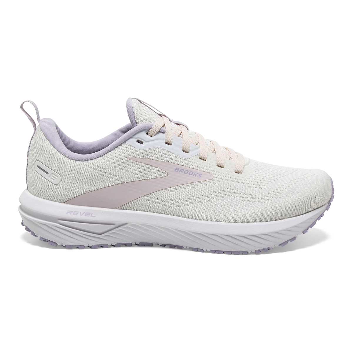 Brooks Revel 6 Pastels — Marshmallow - Pink - Purple — Size B — Width 5 — Front View
