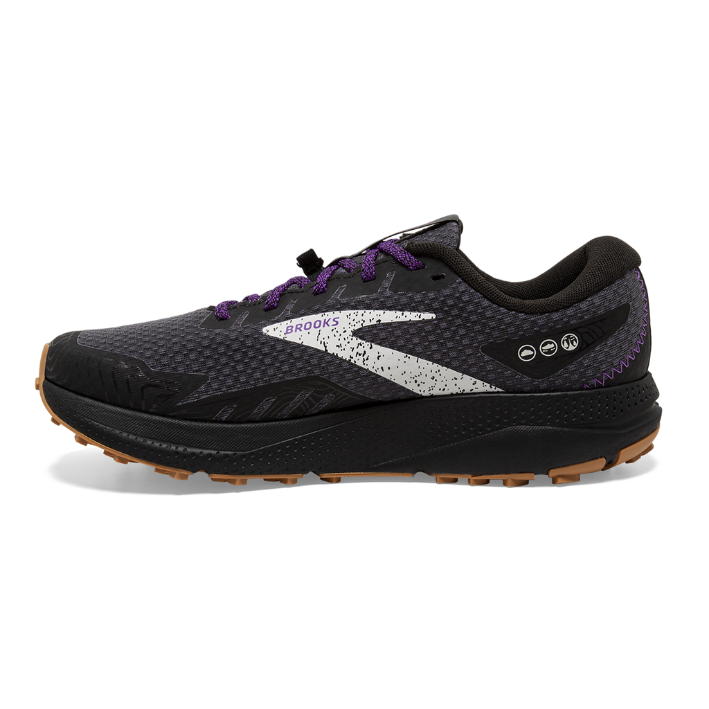 Brooks Divide 4 GTX — Black - Blackened Pearl - Purple — Size B — Width 7.5 — Side View
