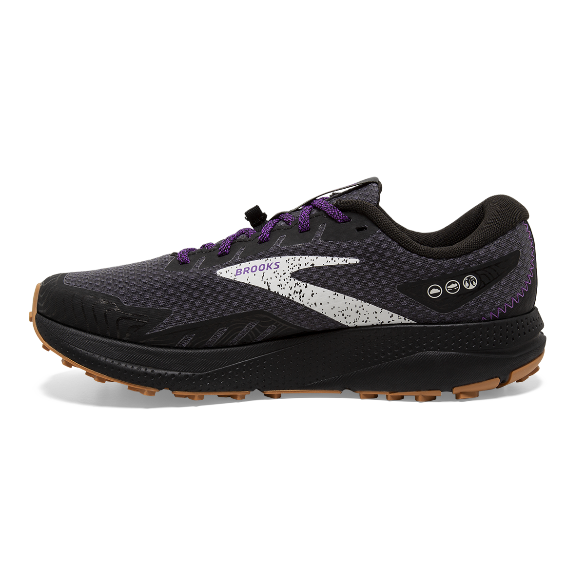 Brooks Divide 4 GTX — Black - Blackened Pearl - Purple — Size B — Width 7.5 — Side View