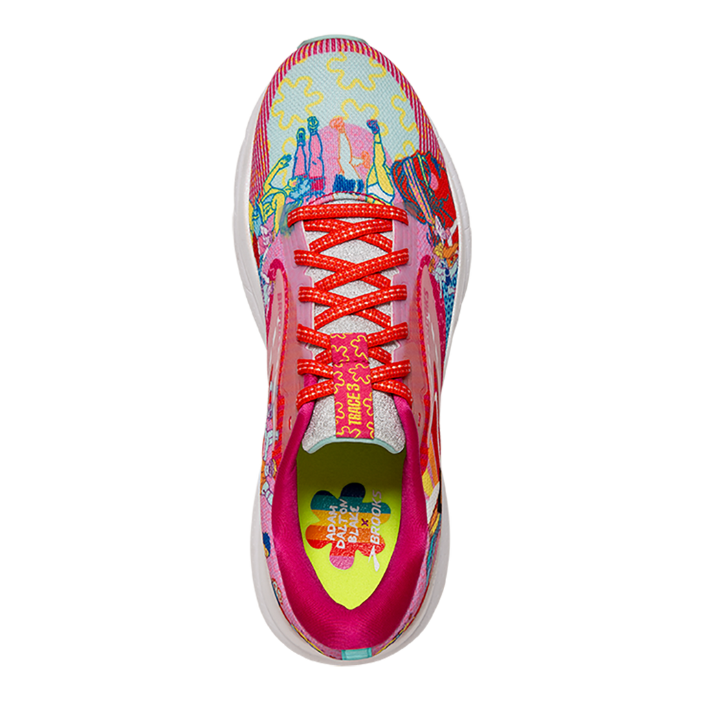 Brooks Trace 3 Run Proud — Pink - Blue - Yellow — Size B — Width 6.5 — Back View