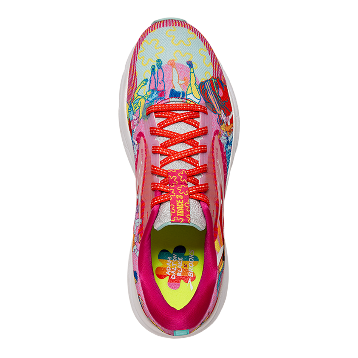 Brooks Trace 3 Run Proud — Pink - Blue - Yellow — Size B — Width 6.5 — Back View
