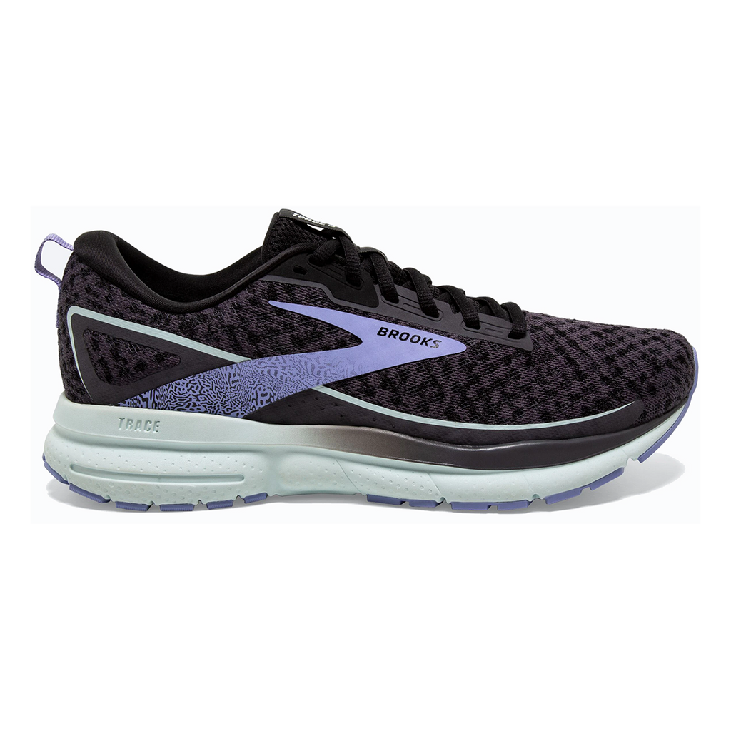 Brooks Trace 3 — Black - Blue - Pink Glo — Size B — Width 5 — Detail View