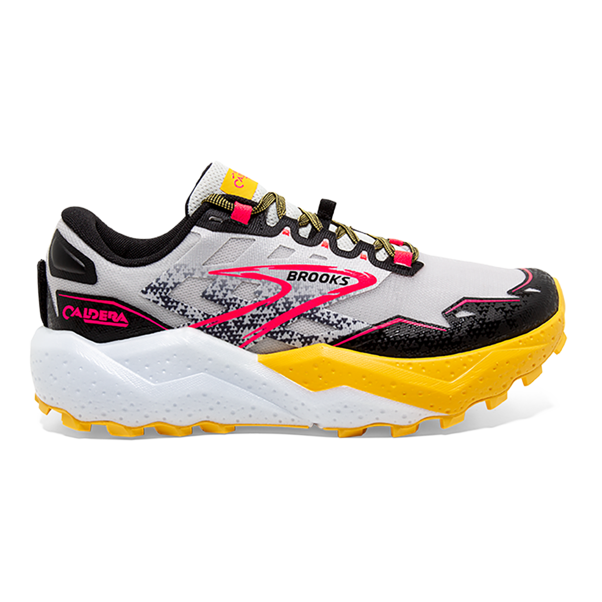 Brooks Caldera 7 — Peacoat - Citadel - Sunny Lime — Size B — Width 7.5 — Detail View