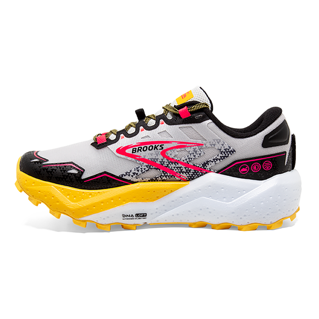 Brooks Caldera 7 — Peacoat - Citadel - Sunny Lime — Size B — Width 7.5 — Lifestyle View