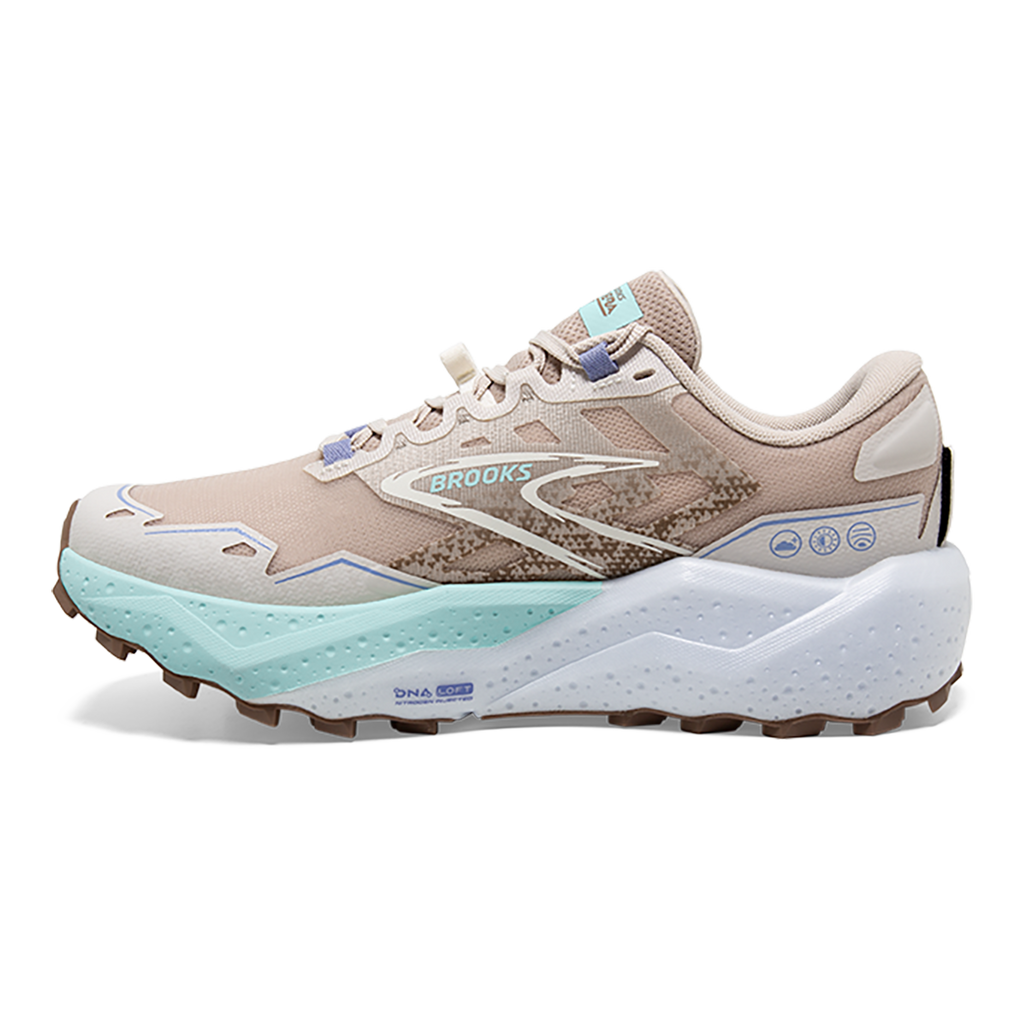 Brooks Caldera 7 — Peacoat - Citadel - Sunny Lime — Size B — Width 7.5 — Side View