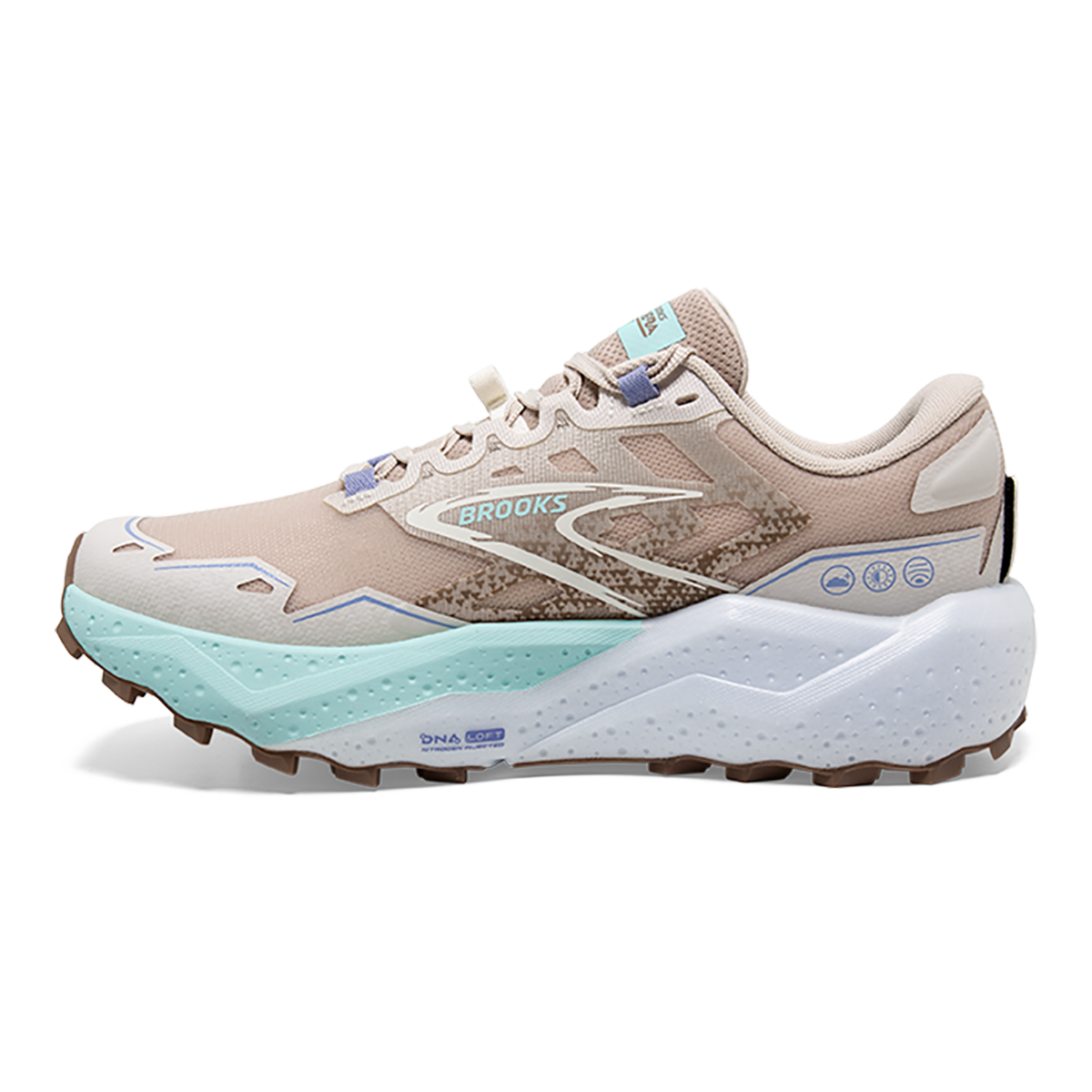 Brooks Caldera 7 — Peacoat - Citadel - Sunny Lime — Size B — Width 7.5 — Side View