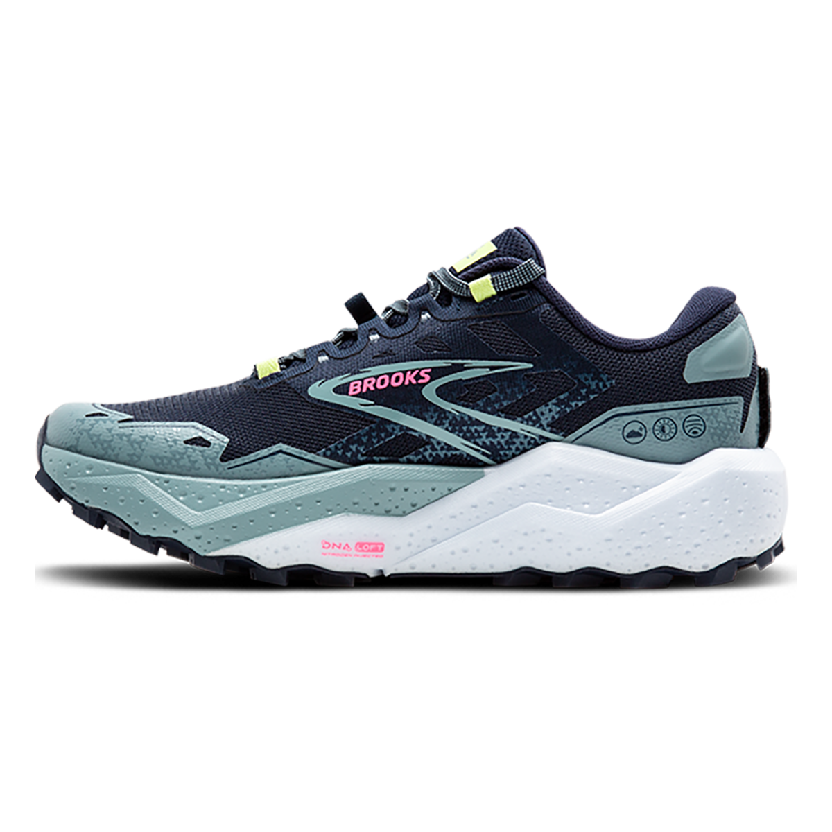 Brooks Caldera 7 — Peacoat - Citadel - Sunny Lime — Size B — Width 7.5 — Alternate View 10