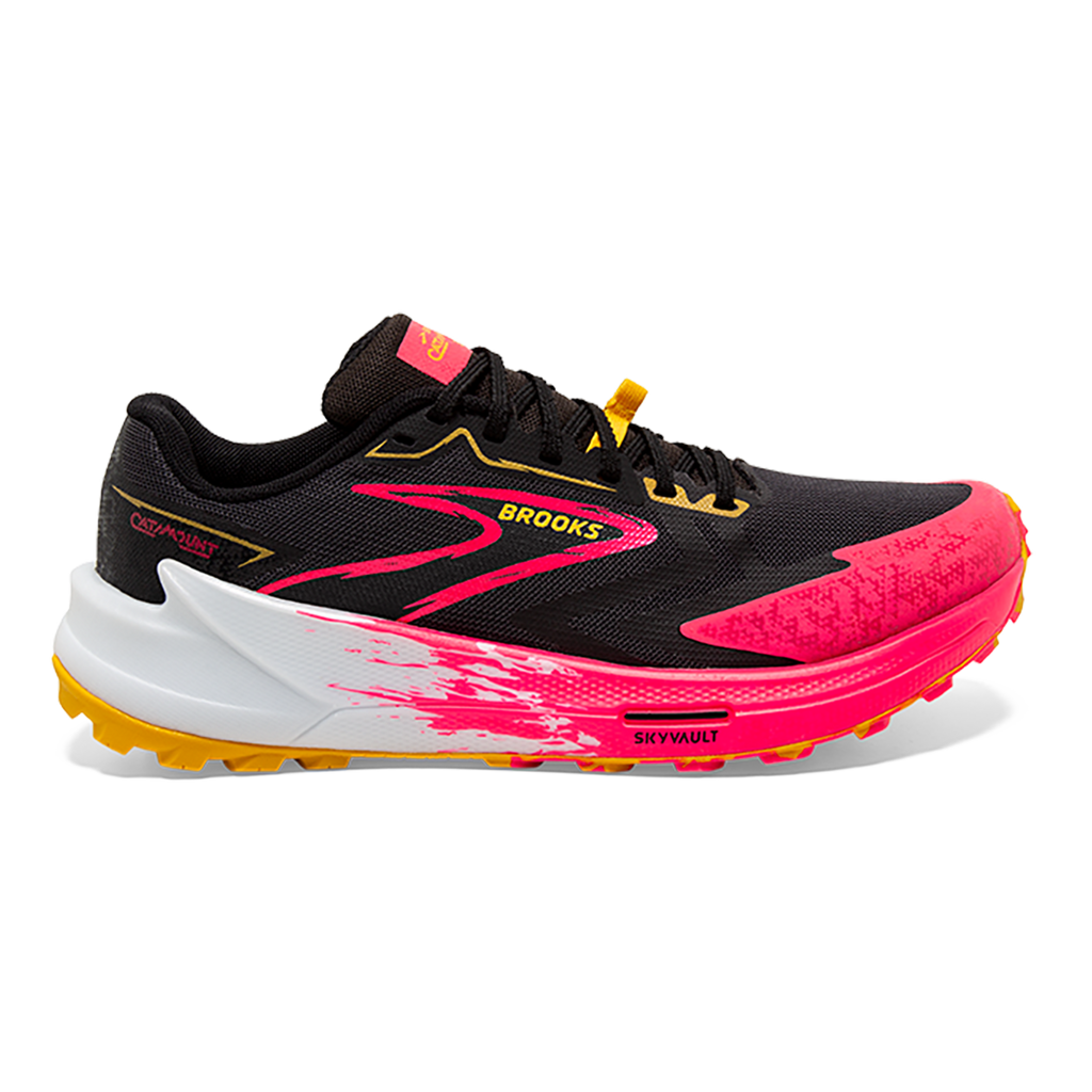 Brooks Catamount 3 — Black - Diva Pink - Lemon Chrome — Size B — Width 7 — Front View