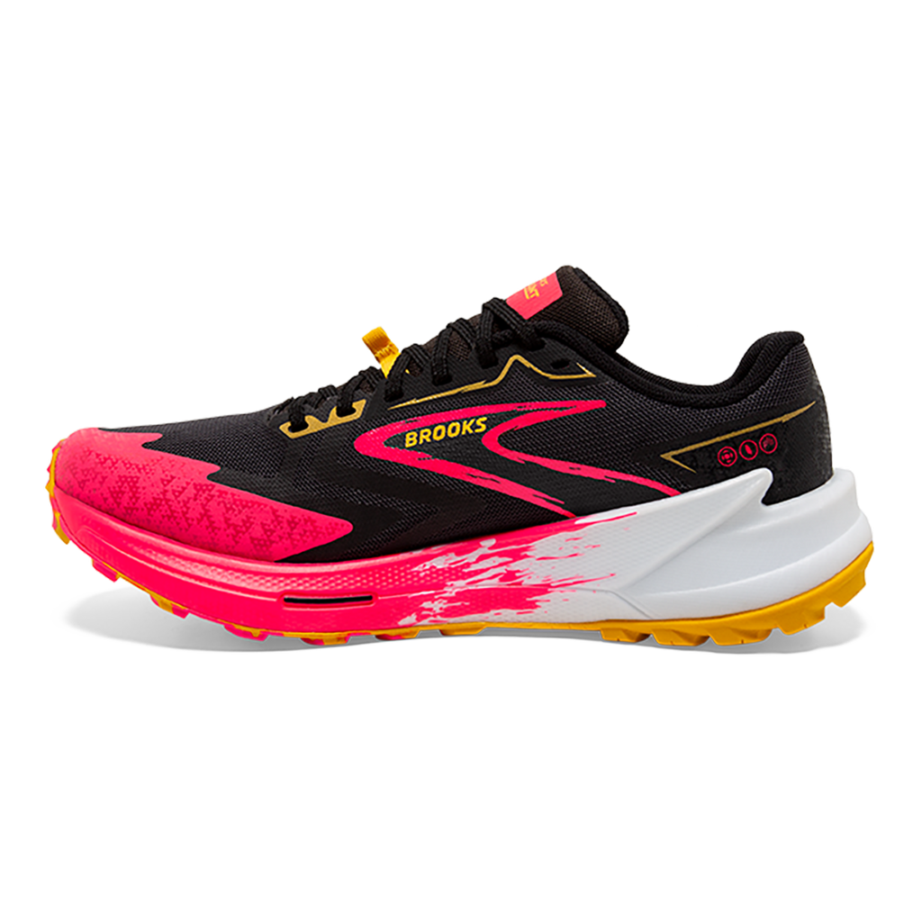 Brooks Catamount 3 — Black - Diva Pink - Lemon Chrome — Size B — Width 7 — Side View