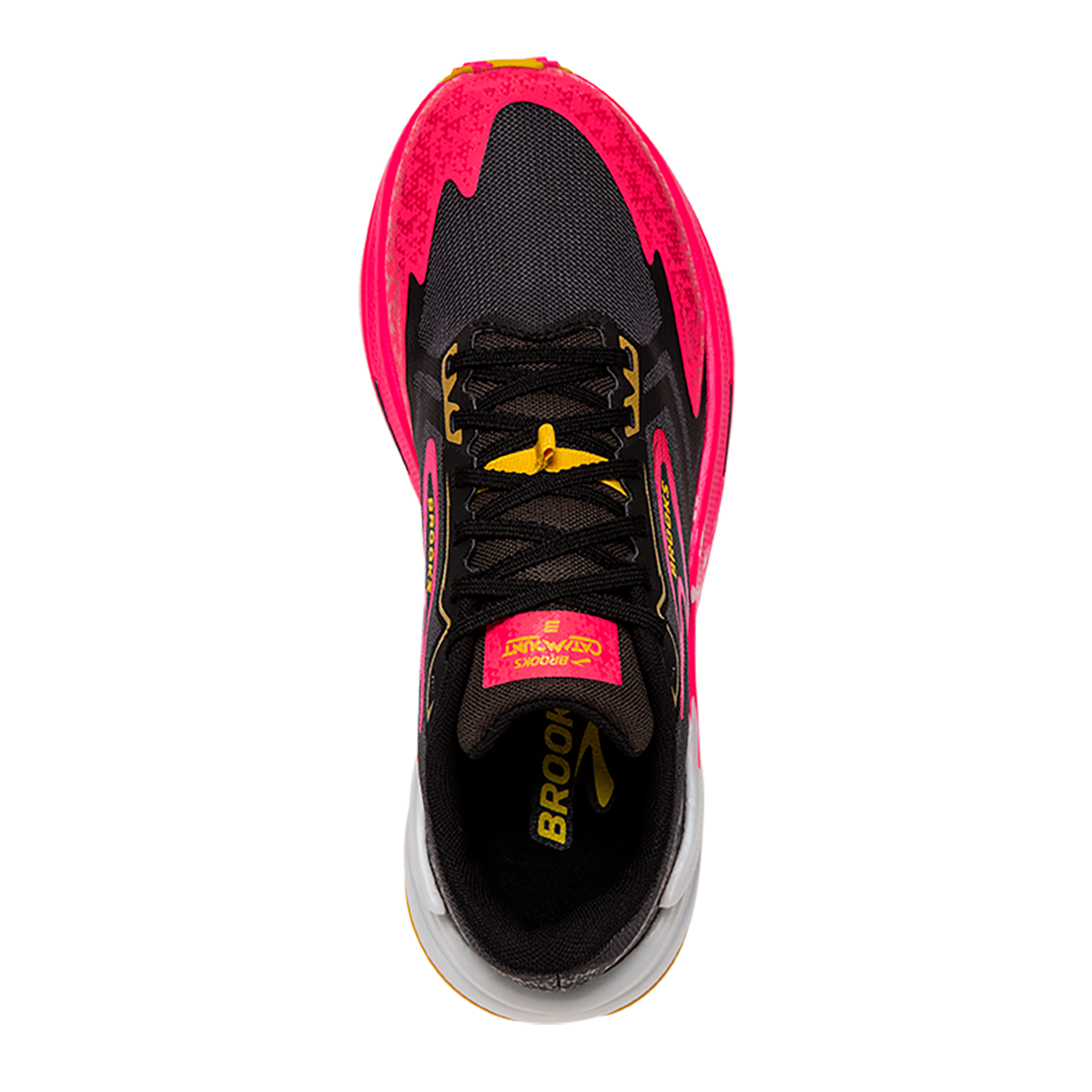 Brooks Catamount 3 — Black - Diva Pink - Lemon Chrome — Size B — Width 7 — Back View