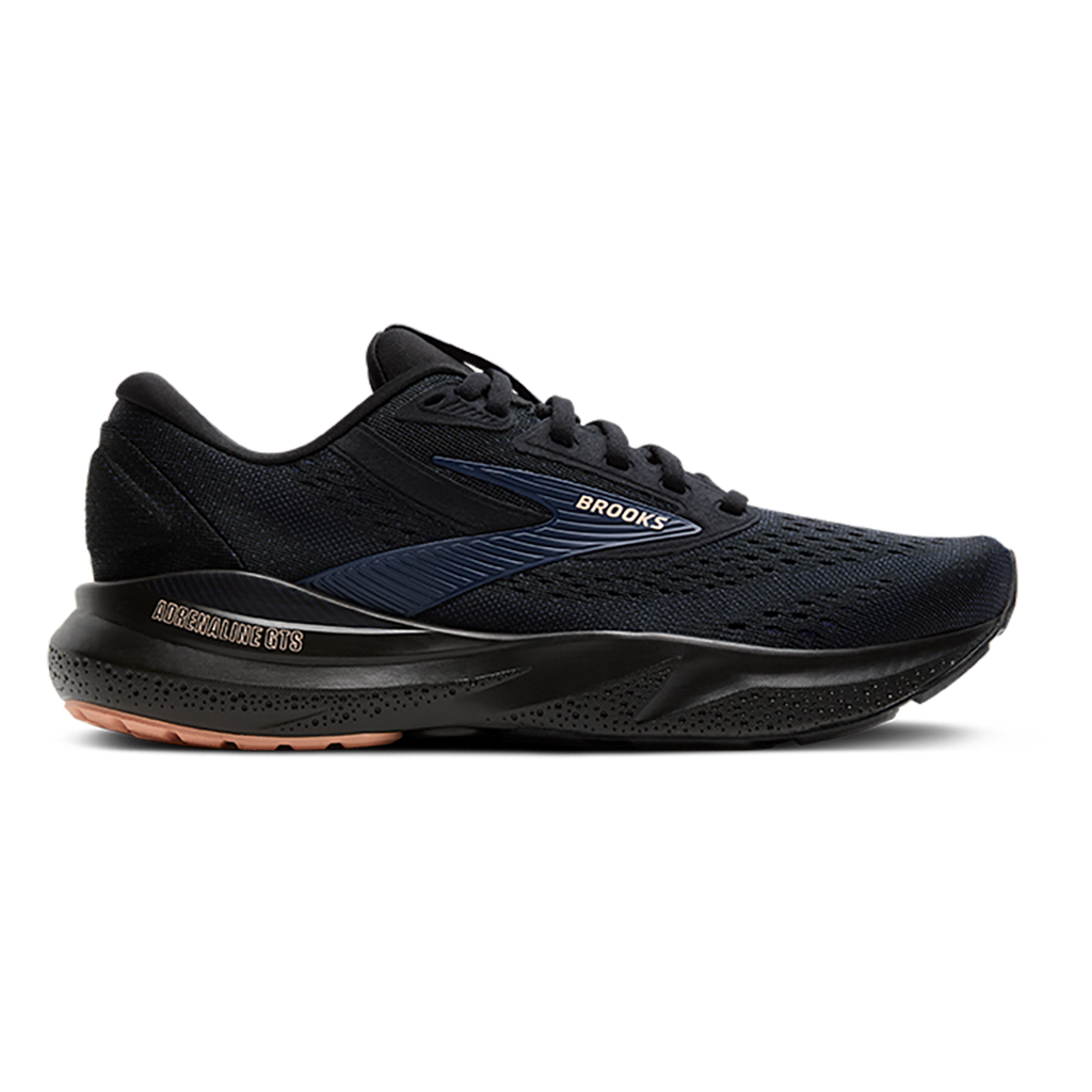 Brooks Adrenaline GTS 24 Black - Peacoat - Peach — Black - Peacoat - Peach — Size B — Width 5 — Front View