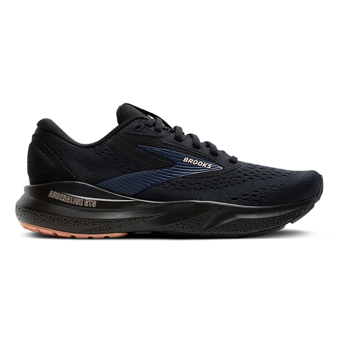 Brooks Adrenaline GTS 24 Black - Peacoat - Peach — Black - Peacoat - Peach — Size B — Width 5 — Front View