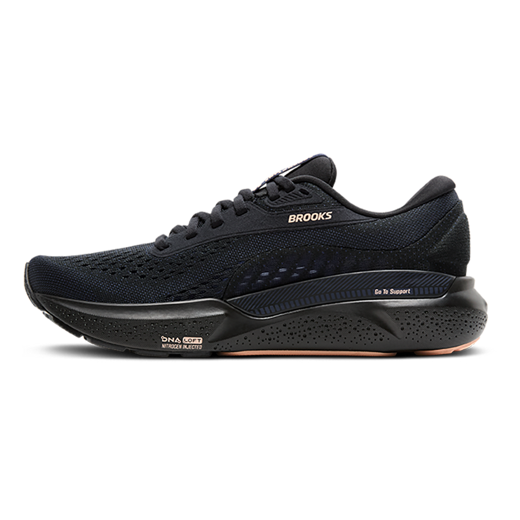 Brooks Adrenaline GTS 24 Black - Peacoat - Peach — Black - Peacoat - Peach — Size B — Width 5 — Side View