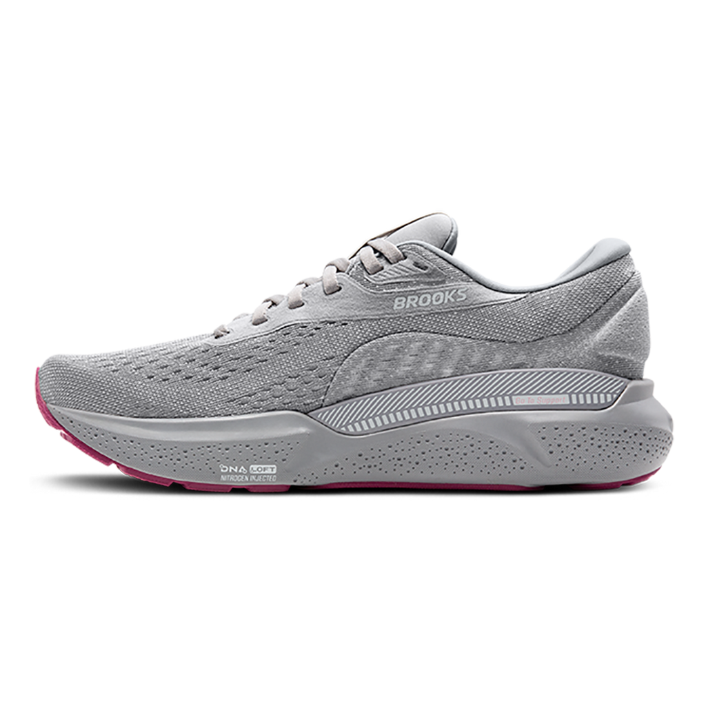 Brooks Adrenaline GTS 24 Alloy - White - Zephyr — Alloy - White - Zephyr — Size 2A — Width 5 — Side View