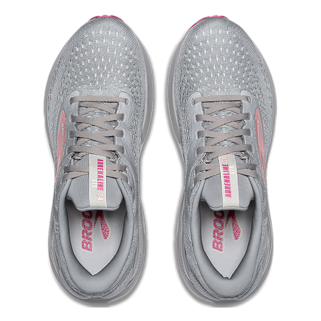 Brooks Adrenaline GTS 24 Alloy - White - Zephyr — Alloy - White - Zephyr — Size 2A — Width 5 — Back View