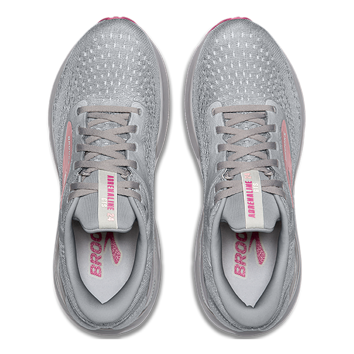 Brooks Adrenaline GTS 24 Alloy - White - Zephyr — Alloy - White - Zephyr — Size 2A — Width 5 — Back View