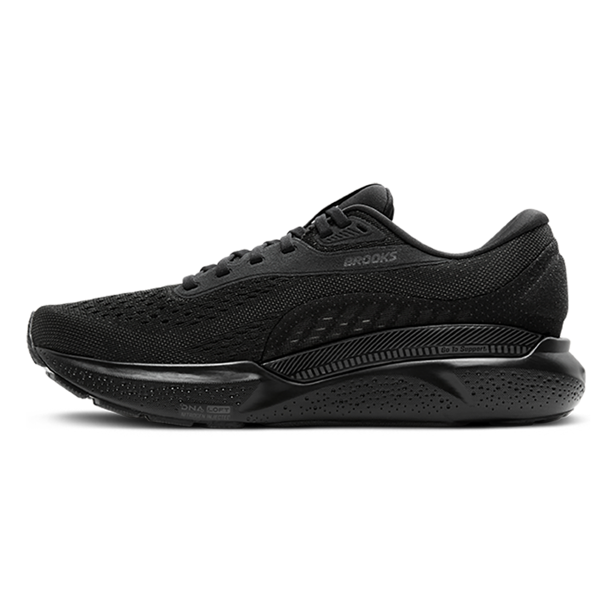 Brooks Adrenaline GTS 24 Black - Black - Ebony — Black - Black - Ebony — Size D — Width 7 — Side View