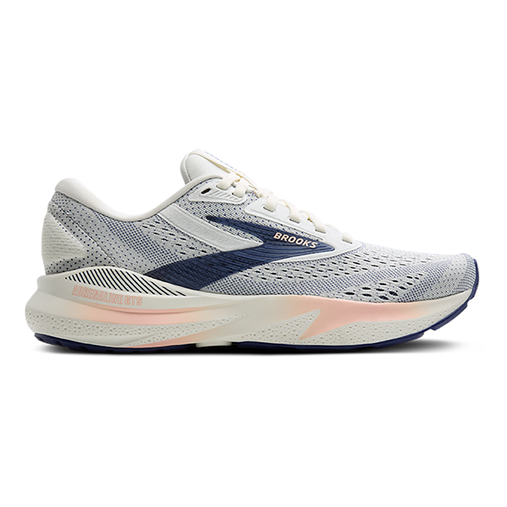 Brooks Adrenaline GTS 24 Grey - Blue Ribbon - Peach — Grey - Blue Ribbon - Peach — Size B — Width 5 — Front View