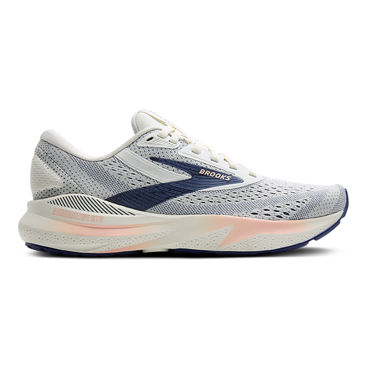 Brooks Adrenaline GTS 24 Grey - Blue Ribbon - Peach — Grey - Blue Ribbon - Peach — Size B — Width 5 — Front View