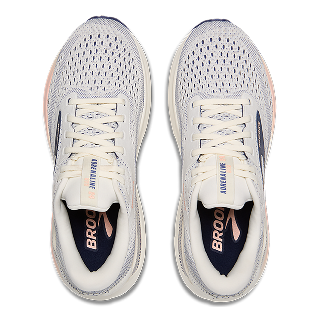 Brooks Adrenaline GTS 24 Grey - Blue Ribbon - Peach — Grey - Blue Ribbon - Peach — Size B — Width 5 — Back View