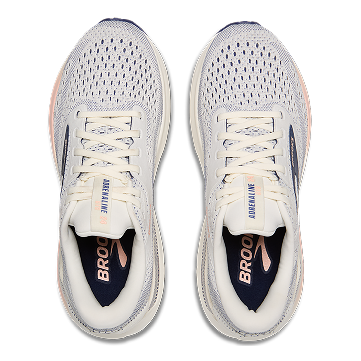 Brooks Adrenaline GTS 24 Grey - Blue Ribbon - Peach — Grey - Blue Ribbon - Peach — Size B — Width 5 — Back View