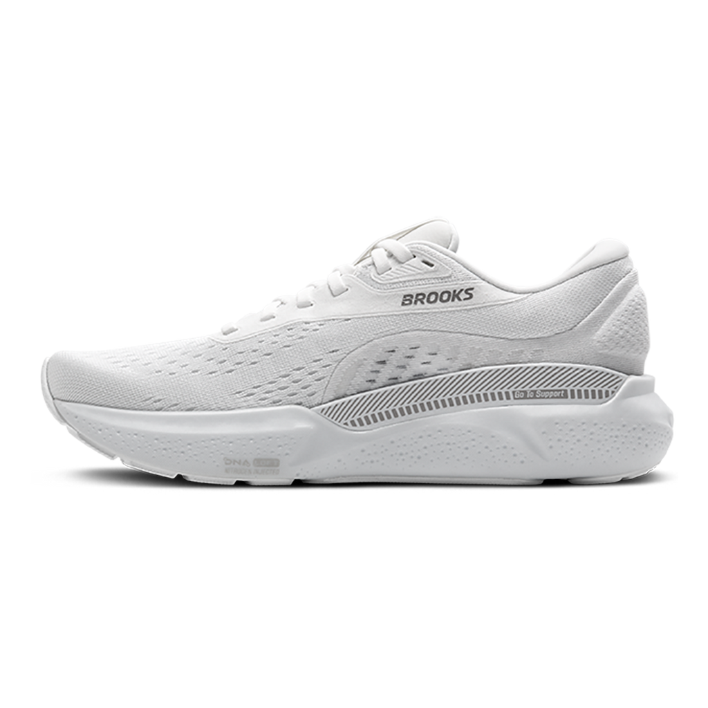 Brooks Adrenaline GTS 24 White - Oyster - Alloy — White - Oyster - Alloy — Size B — Width 5 — Side View