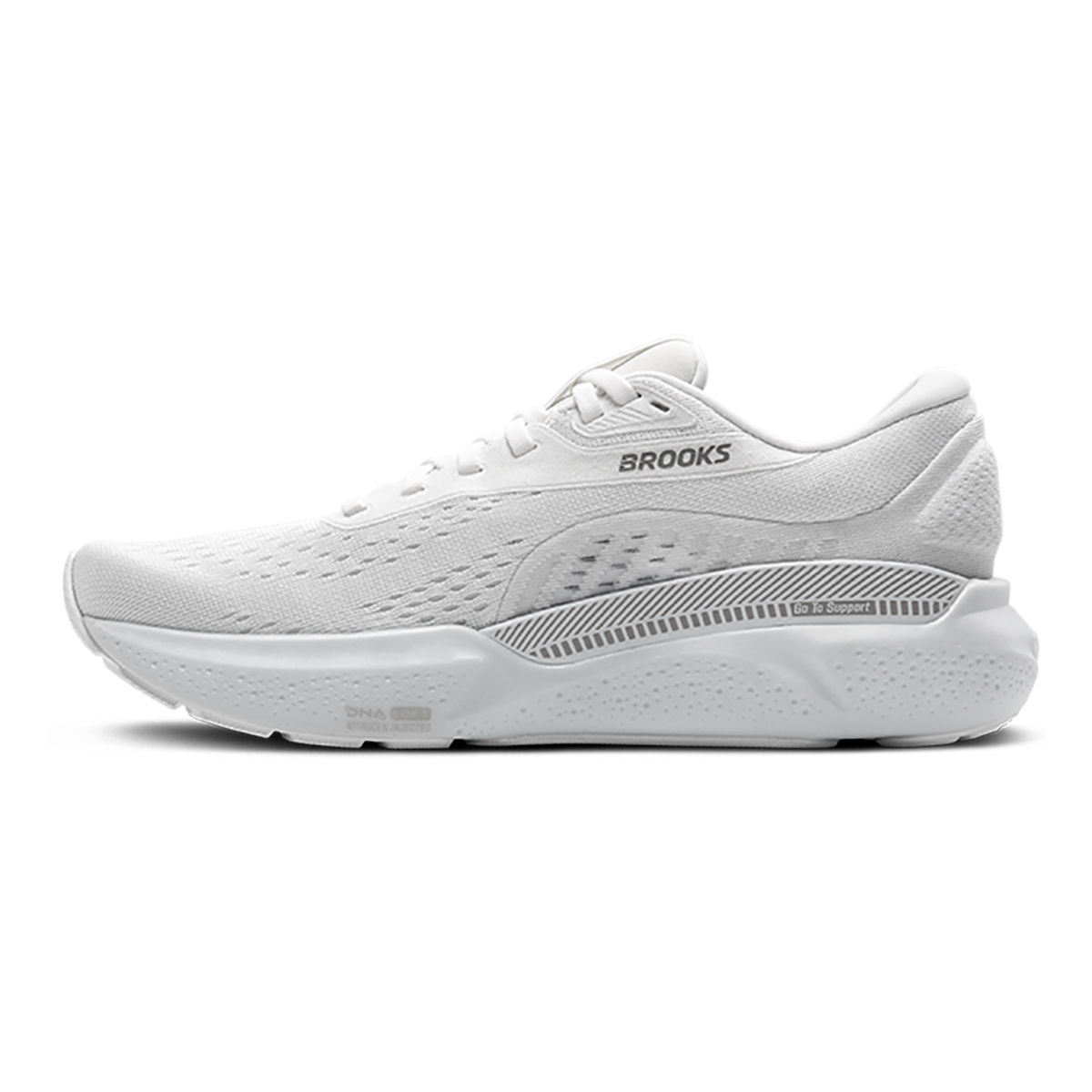 Brooks Adrenaline GTS 24 White - Oyster - Alloy — White - Oyster - Alloy — Size B — Width 5 — Side View