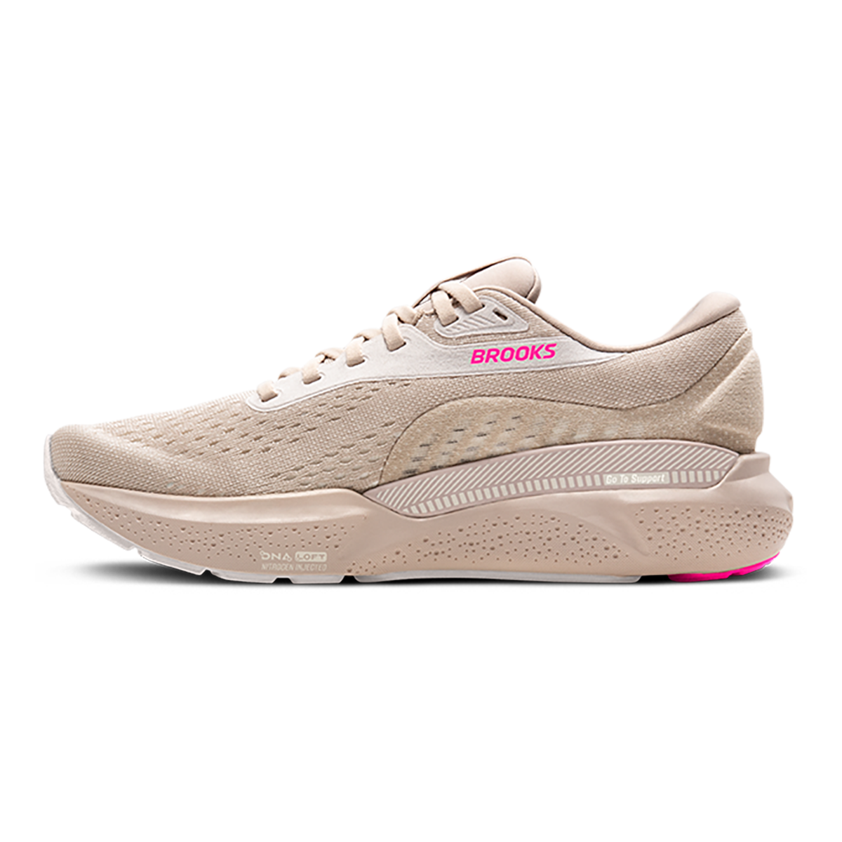 Brooks Adrenaline GTS 24 Chateau Grey - Coconut - Pink — Chateau Grey - Coconut - Pink — Size B — Width 5 — Side View
