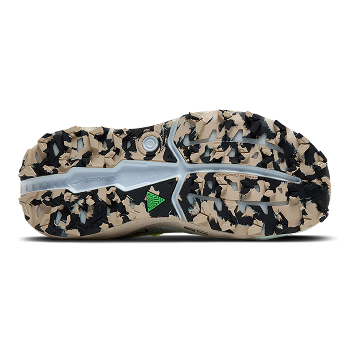 Brooks Caldera 8 — Bit of Blue - Quince - Flame — Size B — Width 7.5 — Top View