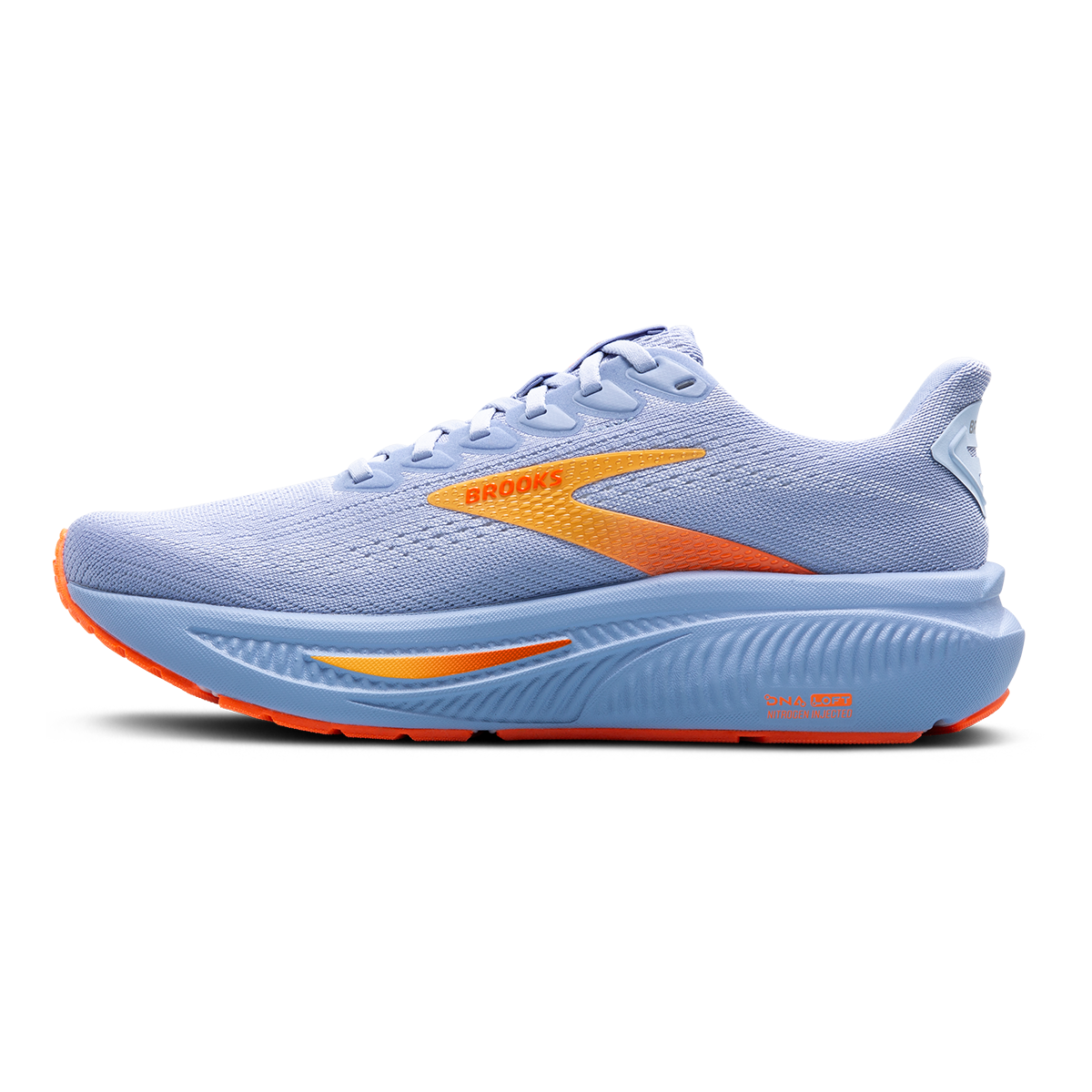 Brooks Ghost 17 — Blue Heron - White - Orange — Size B — Width 5 — Side View