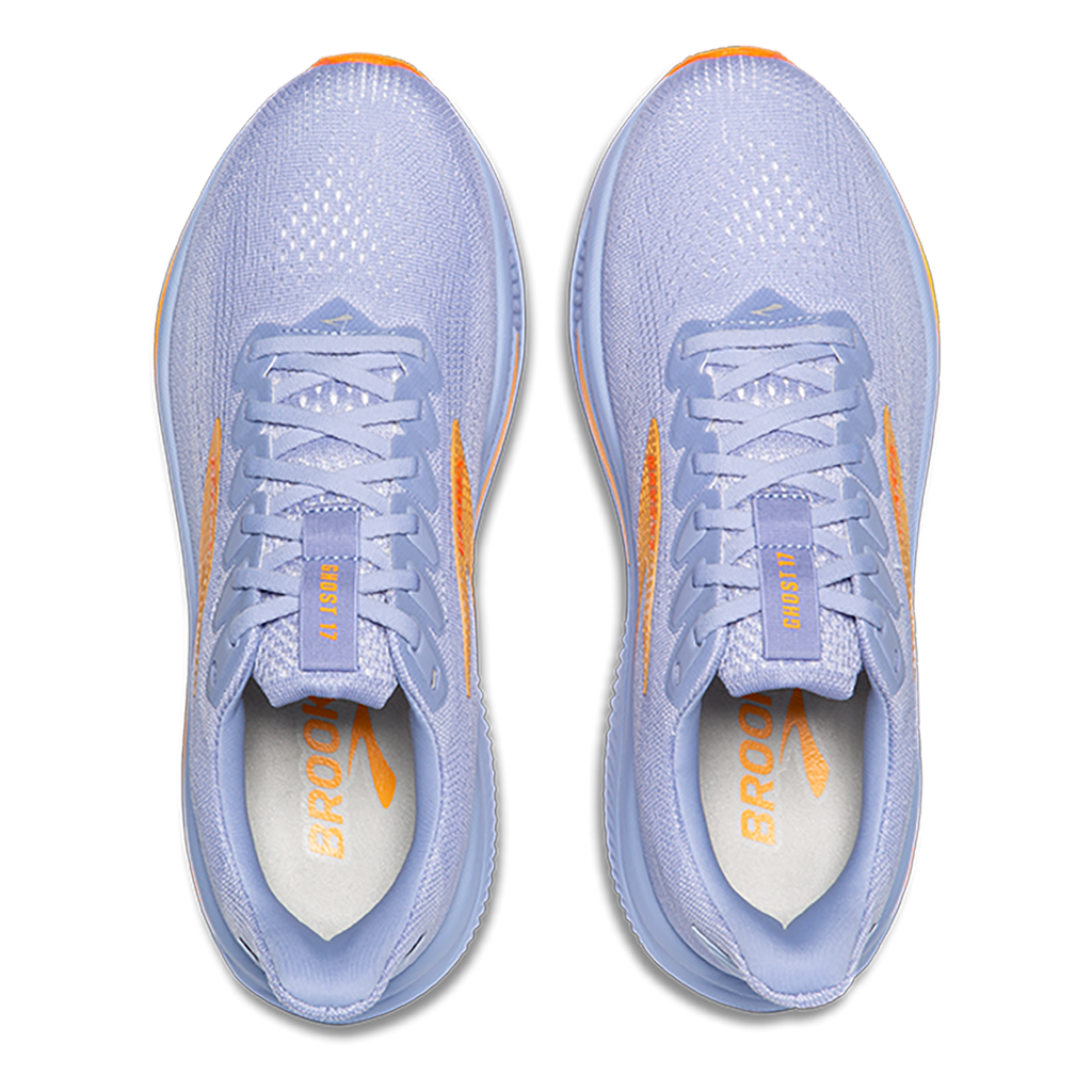 Brooks Ghost 17 — Blue Heron - White - Orange — Size B — Width 5 — Back View