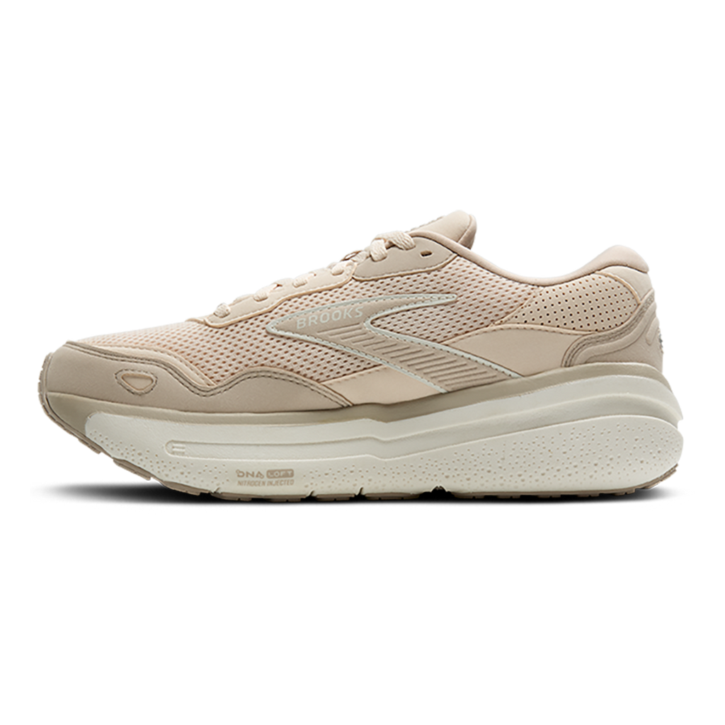 Brooks Ghost Max SE — Almond Peach - Chateau - Coconut — Size B — Width 6.5 — Side View