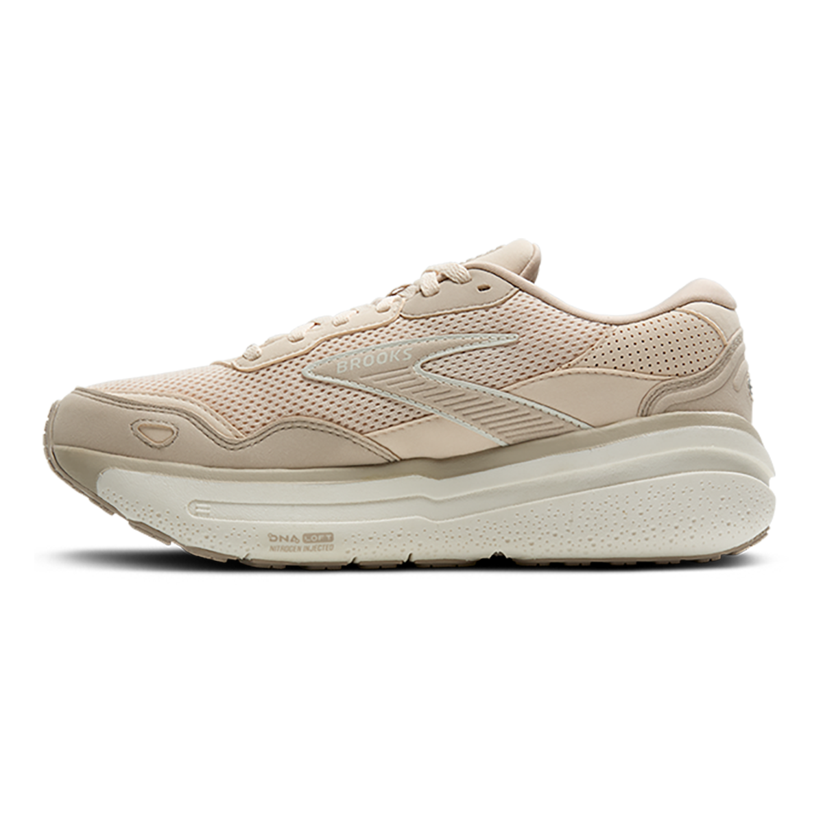 Brooks Ghost Max SE — Almond Peach - Chateau - Coconut — Size B — Width 6.5 — Side View