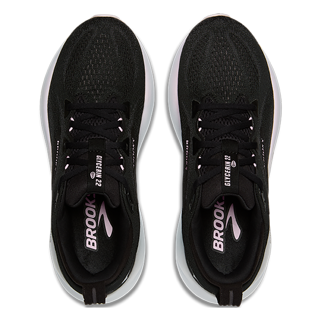 Brooks Glycerin 22 Black - Orchid Ice - White — Black - Orchid Ice - White — Size B — Width 5 — Back View