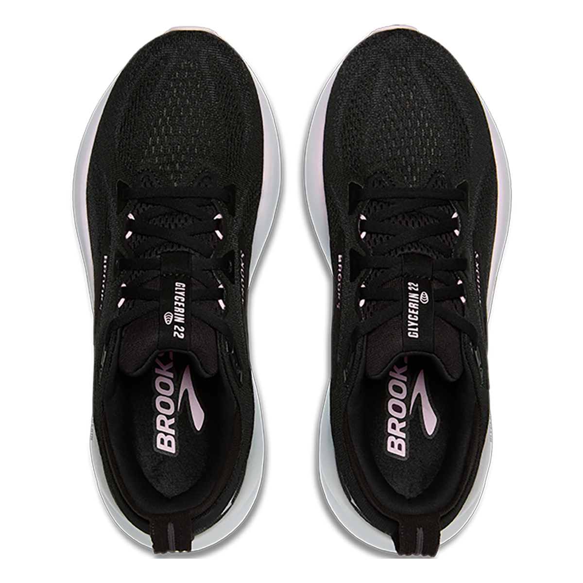 Brooks Glycerin 22 Black - Orchid Ice - White — Black - Orchid Ice - White — Size B — Width 5 — Back View