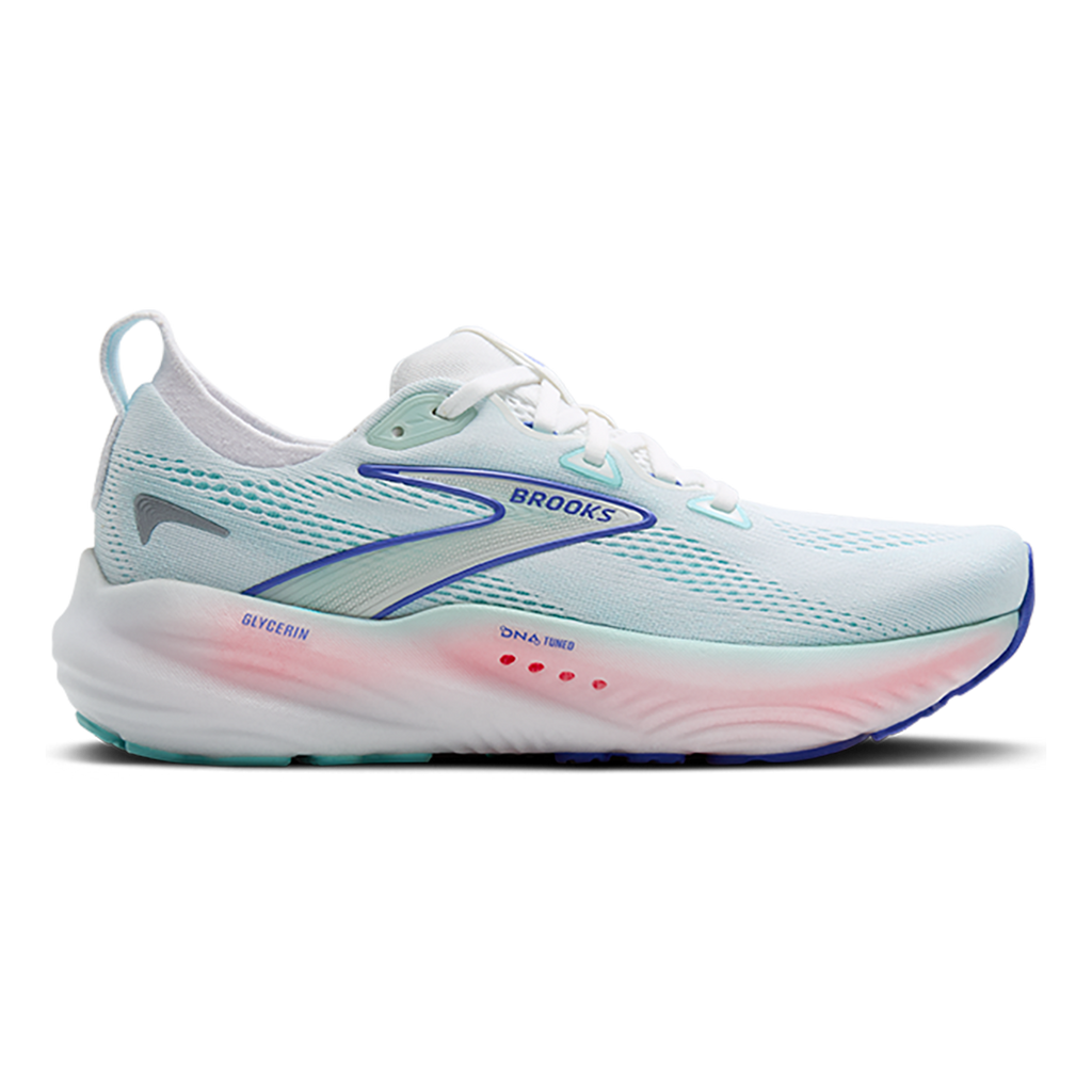 Brooks Glycerin 22 White - Limpet Shell - Amparo Blue — White - Limpet Shell - Amparo Blue — Size B — Width 5 — Front View