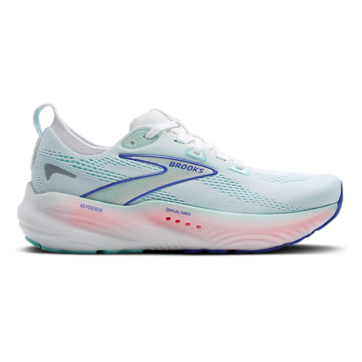 Brooks Glycerin 22 White - Limpet Shell - Amparo Blue — White - Limpet Shell - Amparo Blue — Size B — Width 5 — Front View