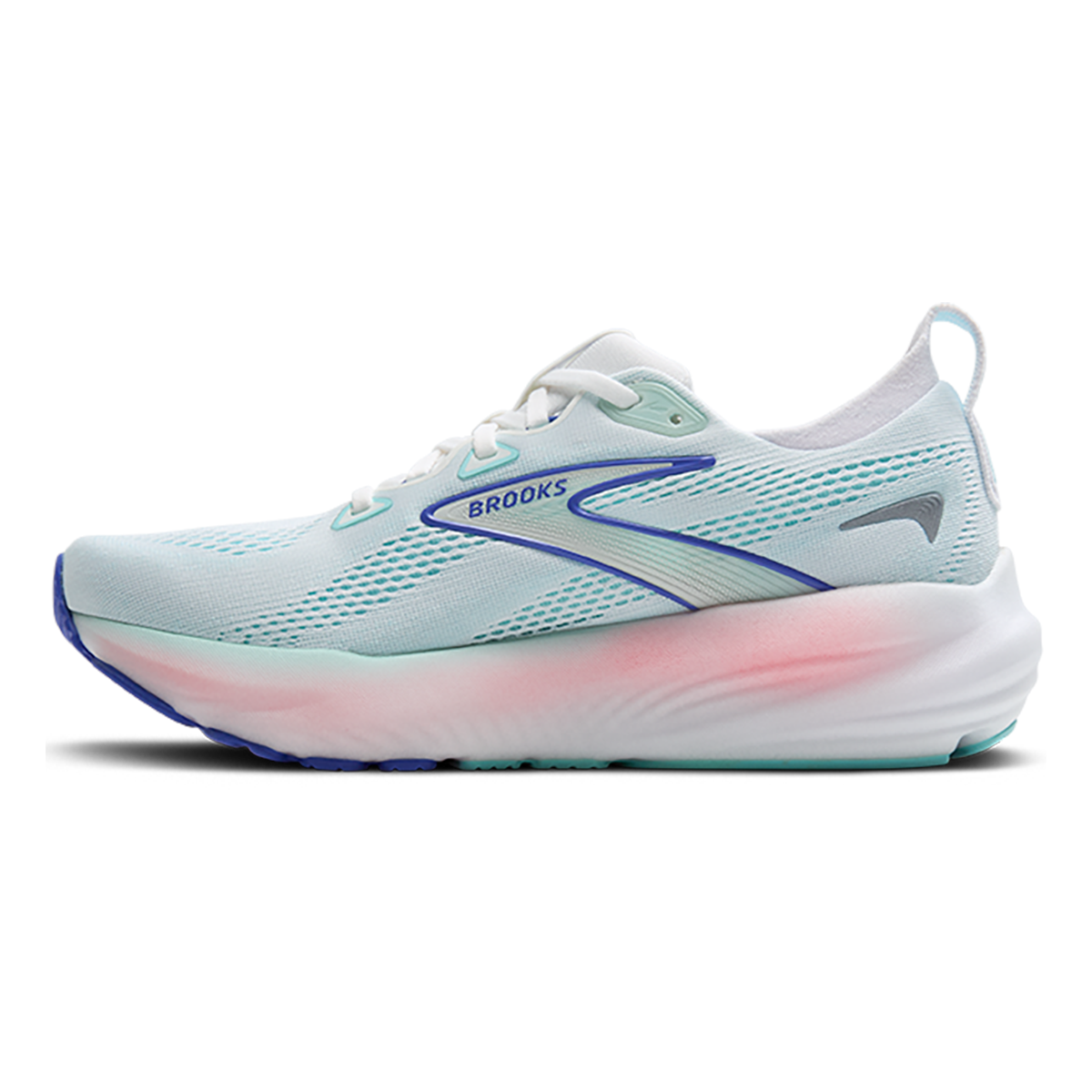 Brooks Glycerin 22 White - Limpet Shell - Amparo Blue — White - Limpet Shell - Amparo Blue — Size B — Width 5 — Side View
