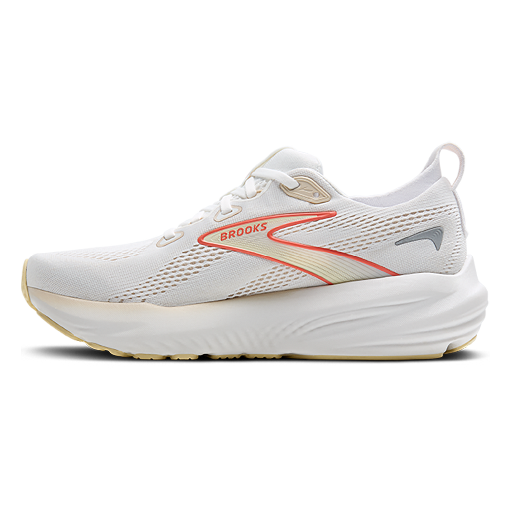 Brooks Glycerin 22 White - Almond Peach - Hot Coral — White - Almond Peach - Hot Coral — Size B — Width 5 — Side View