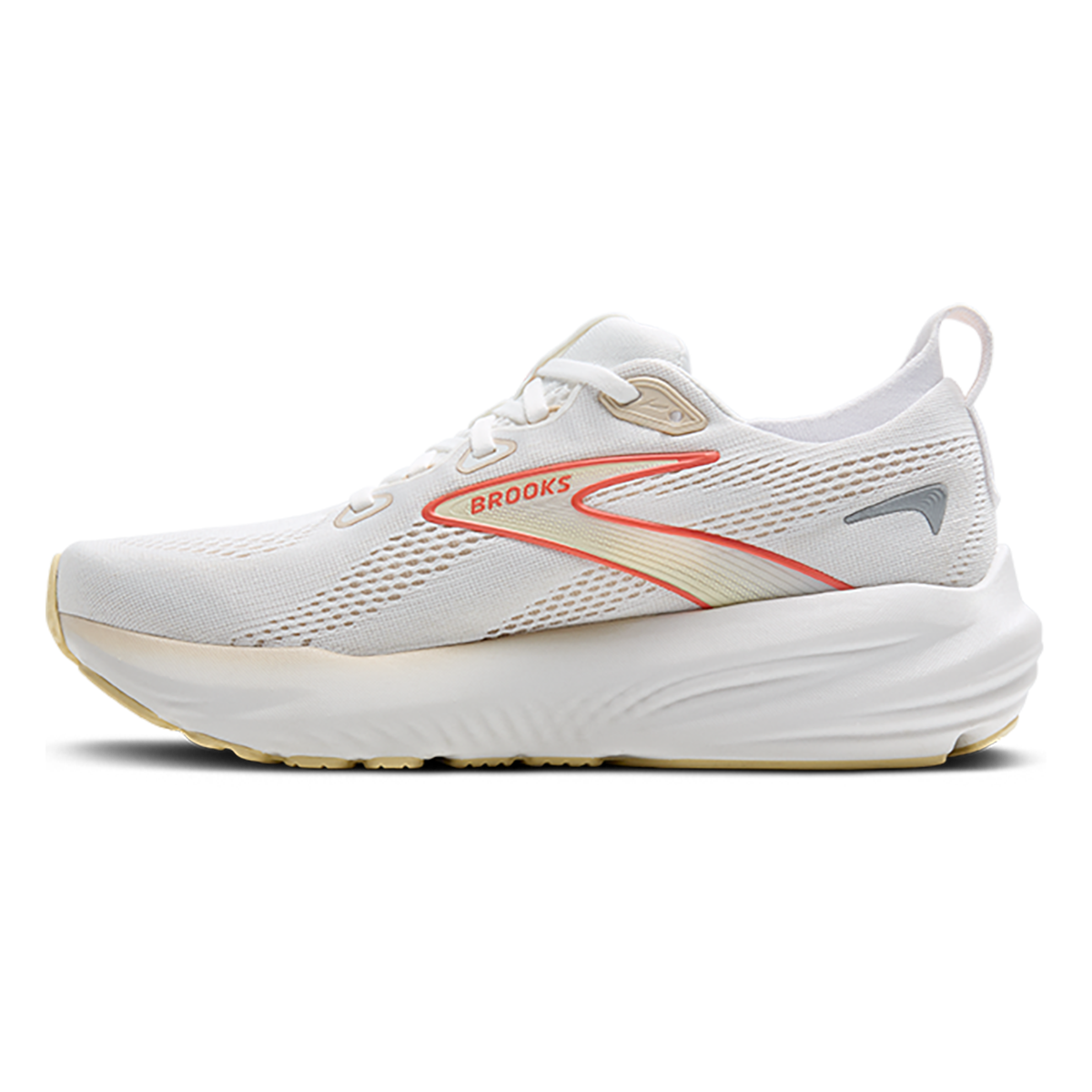 Brooks Glycerin 22 White - Almond Peach - Hot Coral — White - Almond Peach - Hot Coral — Size B — Width 5 — Side View