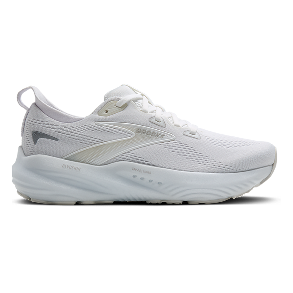 Brooks Glycerin 22 White - White - Grey — White - White - Grey — Size B — Width 5 — Front View