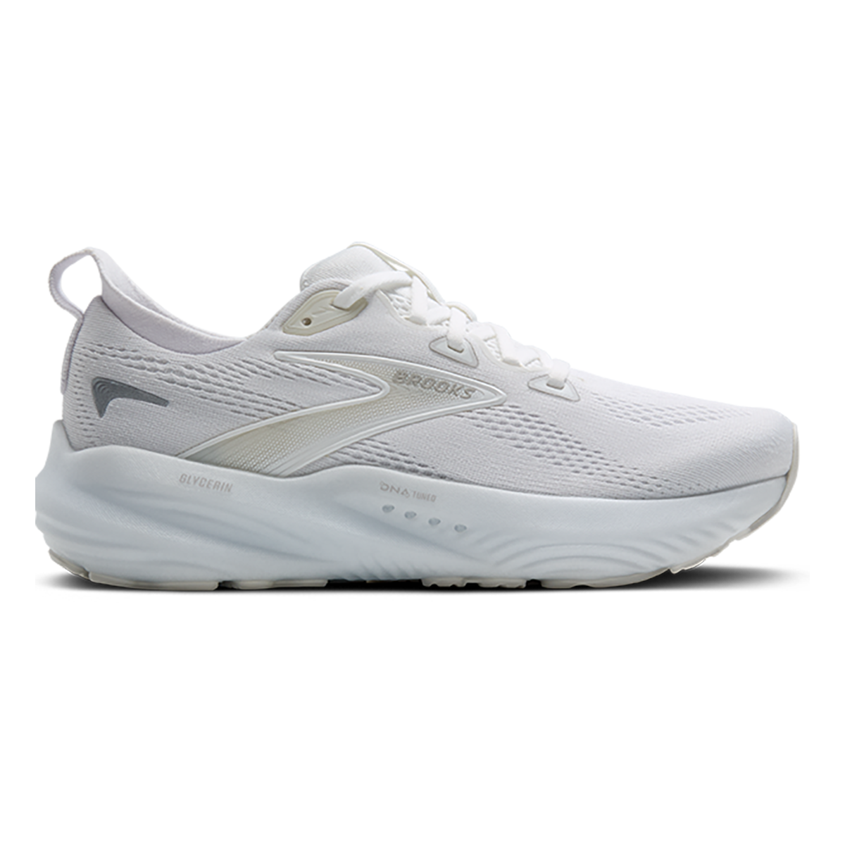 Brooks Glycerin 22 White - White - Grey — White - White - Grey — Size B — Width 5 — Front View
