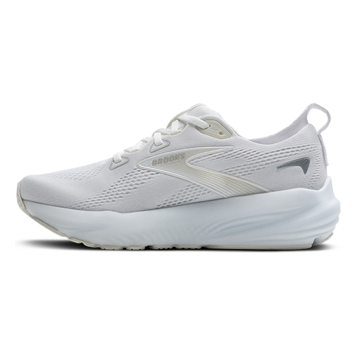 Brooks Glycerin 22 White - White - Grey — White - White - Grey — Size B — Width 5 — Side View
