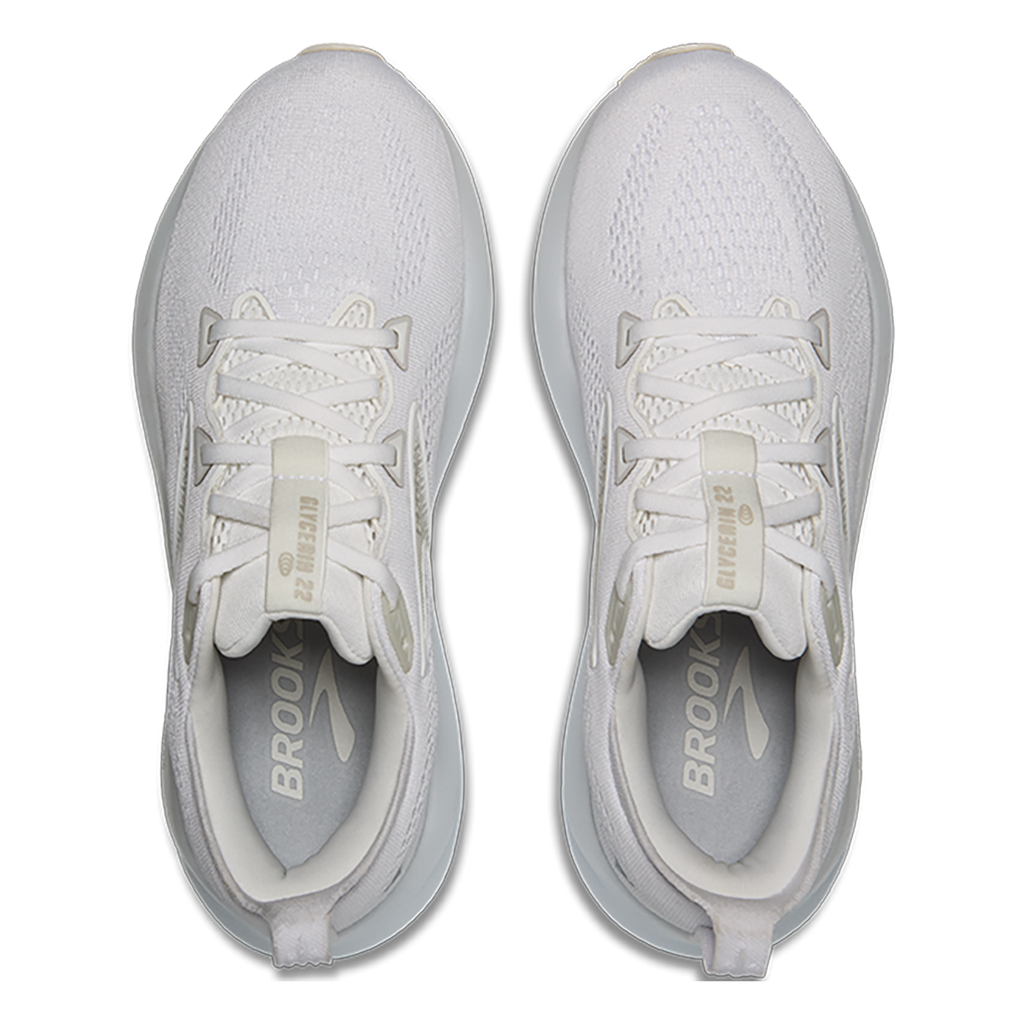 Brooks Glycerin 22 White - White - Grey — White - White - Grey — Size B — Width 5 — Back View